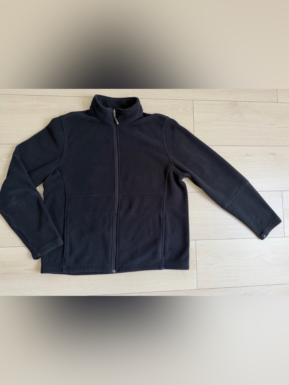 Lands' End Black Full-Zip Lightweight Fleece Jacket